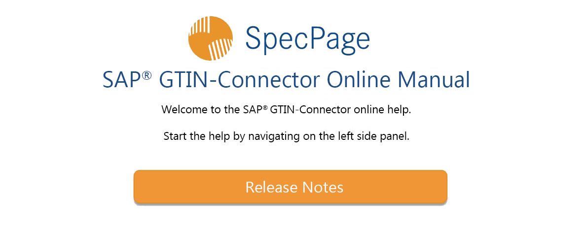GTIN Connector online manual start page