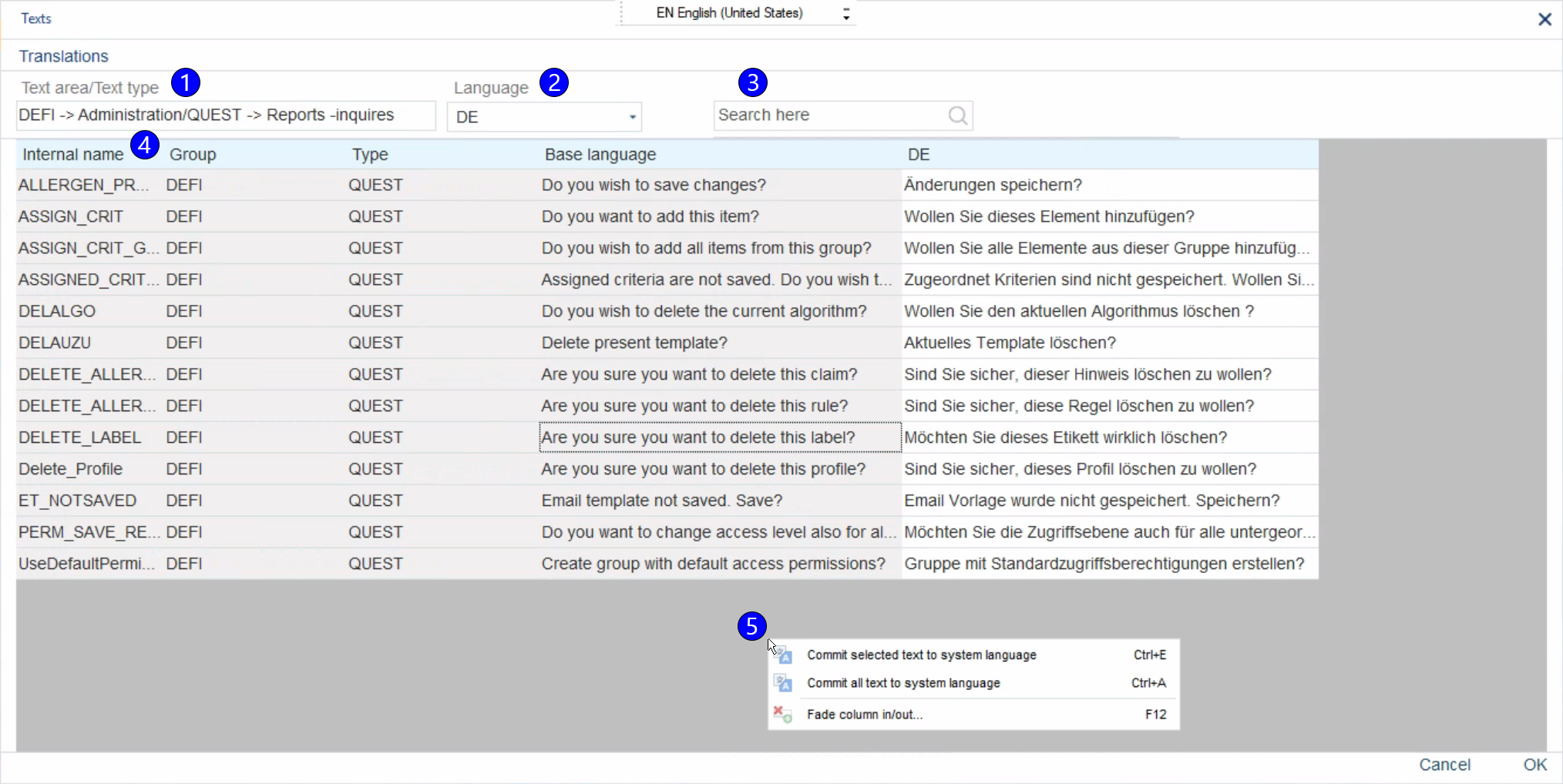 system settings text admin1